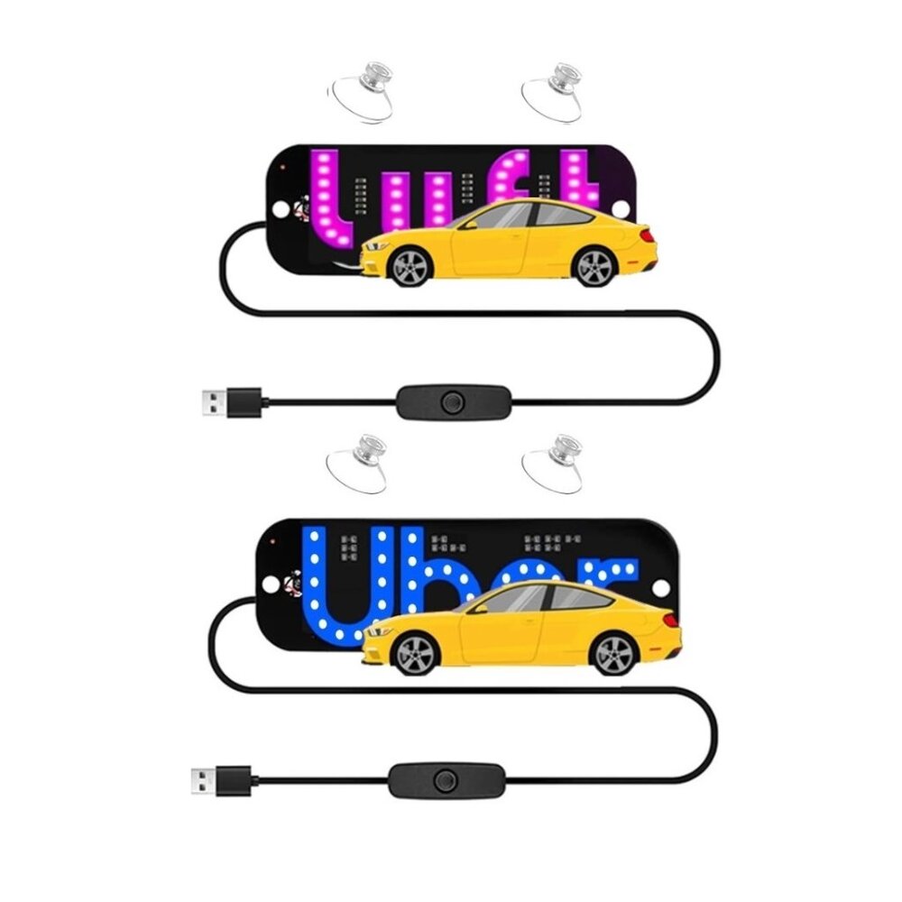 2-Pack Combined LED Windshield Light Sign for Taxi LED Blue and Pink
